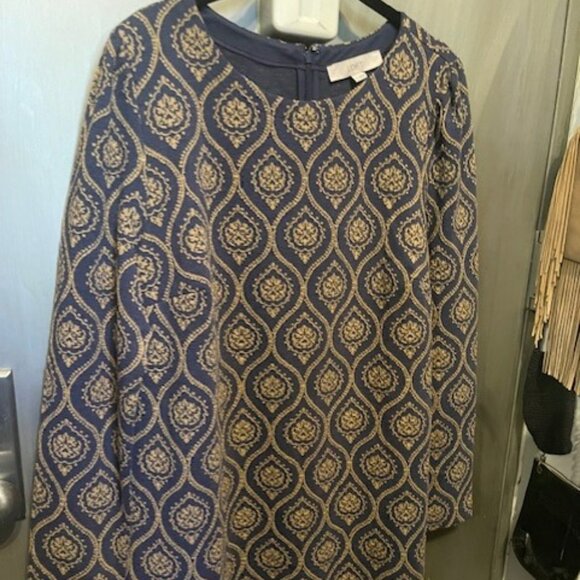 Retro Medallion Jacquard Puff Sleeve Shift Dress - Picture 6 of 16